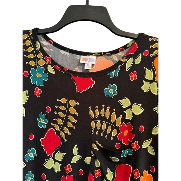 LulaRoe Floral Stretch MIDI Dress Womens MEDIUM Multicolor Flowers Short Sleeves - Picture 4 of 16